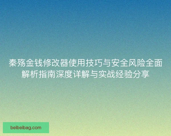 秦殇金钱修改器使用技巧与安全风险全面解析指南深度详解与实战经验分享