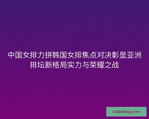 中国女排力拼韩国女排焦点对决彰显亚洲排坛新格局实力与荣耀之战